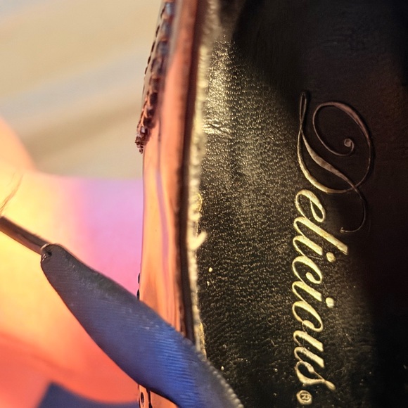 Delicious Black and Pink Lace-Up Peep-Toe Heels - Picture 5 of 5